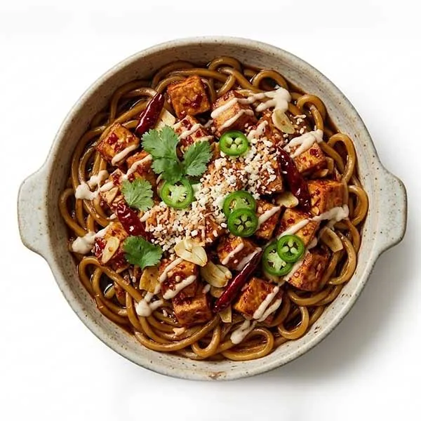 Chilli Garlic Tofu With Teriyaki Noodle
